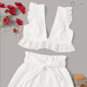 Two-piece white shorts set